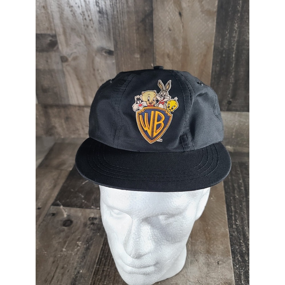 Vintage WB LOONEY TUNES Snapback Hat Black Bugs Bunny Porky Pig Slyvester